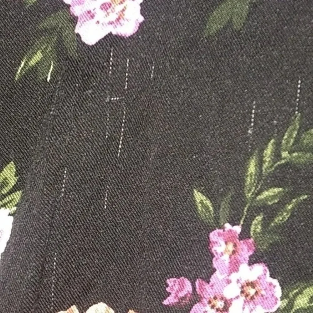 Torrid Black Floral Challis Button Down Trapeze Midi Dress - Picture 7 of 15